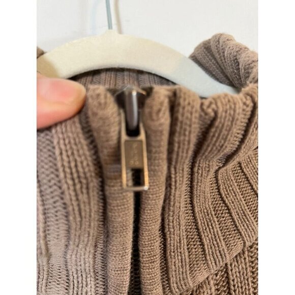 Banana Republic Sweater Women XL Brown Mock Neck Full Zip Ribbed Stretch Neutral - Picture 5 of 10